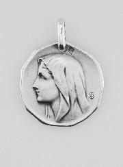 Médaille Vierge Marie au Voile en Argent Massif - 20 mm