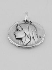 Médaille Vierge Marie au Voile en Argent Massif - 20 mm