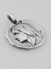 Médaille Vierge Marie au Voile en Argent Massif - 20 mm