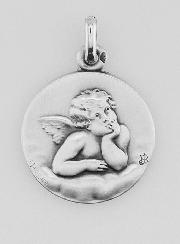 Médaille Ange-Gardien Protecteur en Argent Massif - 18 mm