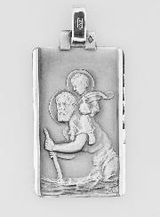 Médaille Plaque de Saint Christophe en Argent Massif - 35 mm