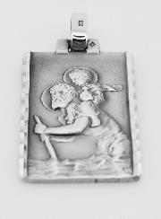 Médaille Plaque de Saint Christophe en Argent Massif - 35 mm