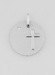 Médaille Croix du Christ et Etoile de Noël en Argent Massif - 16 mm