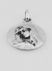 Médaille Vierge Marie Mater Dei au Voile en Argent Massif - 18 mm