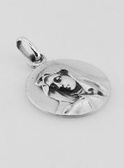 Médaille Vierge Marie Mater Dei au Voile en Argent Massif - 18 mm