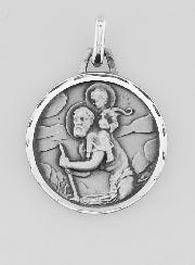 Médaille de Saint Christophe Facettée en Argent Massif - 20 mm