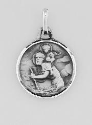 Médaille de Saint Christophe Facettée en Argent Massif - 16 mm