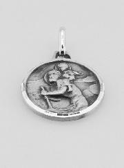 Médaille de Saint Christophe Facettée en Argent Massif - 16 mm