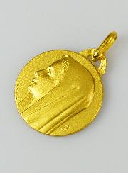 Médaille Profil Vierge Marie au Voile en Plaqué Or - 16 mm