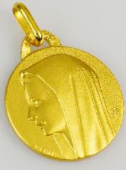 Médaille Profil Vierge Marie au Voile en Plaqué Or - 16 mm