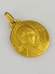 Médaille de la Sainte Vierge au Voile en Plaqué Or - 18 mm