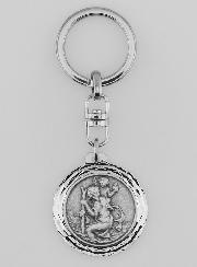 Porte-Clés de Saint Christophe Argenté Brillant - 3.5 cm