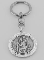 Porte-Clés de Saint Christophe Argenté Brillant - 3.5 cm
