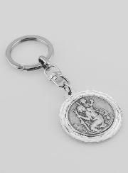 Porte-Clés de Saint Christophe Argenté Brillant - 3.5 cm