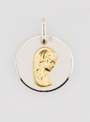 Médaille Profil Vierge Marie - Argent et Or - 17 mm