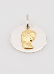 Médaille Profil Vierge Marie - Argent et Or - 17 mm