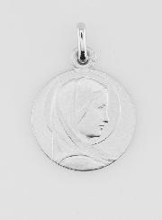 Médaille Profil Vierge Marie au Voile en Argent Massif - 18 mm