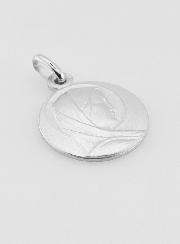Médaille Profil Vierge Marie au Voile en Argent Massif - 18 mm