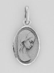 Médaille Vierge Marie au Voile en Argent Massif - Ovale -  17 mm