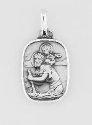 Médaille de Saint Christophe Facettée en Argent Massif - 18 mm