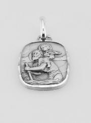 Médaille de Saint Christophe Facettée en Argent Massif - 18 mm