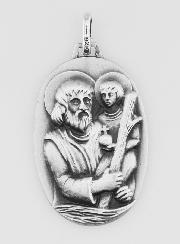 Grande Médaille de Saint Christophe en Argent Massif - 33 mm