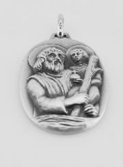 Grande Médaille de Saint Christophe en Argent Massif - 33 mm