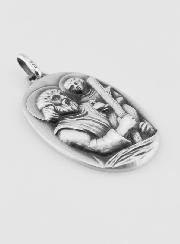 Grande Médaille de Saint Christophe en Argent Massif - 33 mm