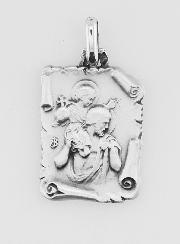Médaille Parchemin de Saint Christophe en Argent 925/1000 - 18 mm