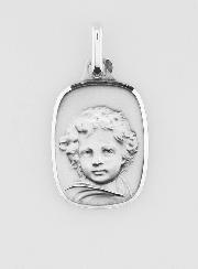 Médaille Plaque Ange-Gardien Facettée en Argent 925/1000 - 18 mm