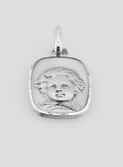 Médaille Plaque Ange-Gardien Facettée en Argent 925/1000 - 18 mm