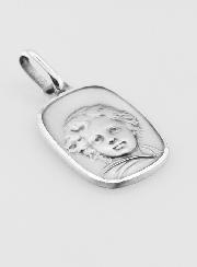 Médaille Plaque Ange-Gardien Facettée en Argent 925/1000 - 18 mm