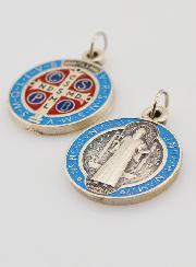 Médaille de Saint Benoit Métal Coloré - 2 cm