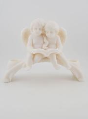 Statue Bougeoir Ange Protecteur en Albâtre - 18 cm