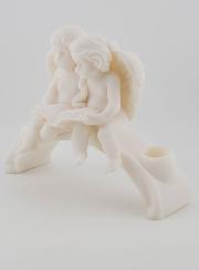 Statue Bougeoir Ange Protecteur en Albâtre - 18 cm