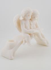 Statue Bougeoir Ange Protecteur en Albâtre - 18 cm