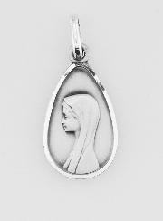 Médaille Goutte de la Vierge au Voile en Argent Massif - 17 mm