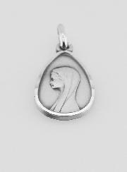 Médaille Goutte de la Vierge au Voile en Argent Massif - 17 mm