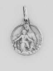 Médaille du Scapulaire Jésus et Vierge Marie en Argent Massif - 13 mm