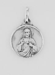 Médaille du Scapulaire Jésus et Vierge Marie en Argent Massif - 13 mm