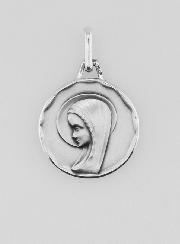 Médaille Vierge au Voile Moderne - Argent Massif - 16 mm
