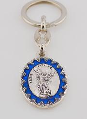 Porte-Clés de Saint Michel Archange - Métal Emaillé Bleu - 4 cm