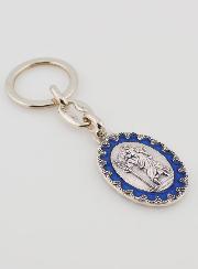Porte-Clés de Saint Christophe - Métal Emaillé Bleu - 4 cm