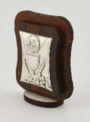 Icône Eucharistie en Argent sur Bois - Première Communion