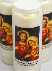 Lot de 3 Bougies de Neuvaine aux Coeurs Unis de Jésus et de Marie