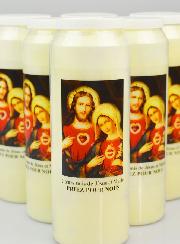 Lot de 6 Bougies de Neuvaine aux Coeurs Unis de Jésus et de Marie