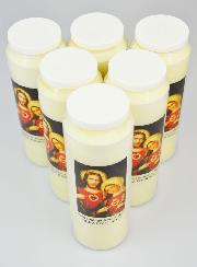 Lot de 6 Bougies de Neuvaine aux Coeurs Unis de Jésus et de Marie