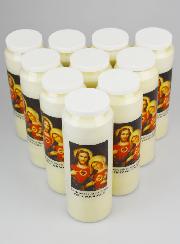 Lot de 10 Bougies de Neuvaine aux Coeurs Unis de Jésus et de Marie