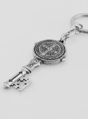 Porte-Clés Clés de Saint Benoît avec Médaille - 6 cm