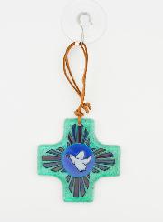Croix en Verre Colombe de la Paix - 8 cm
